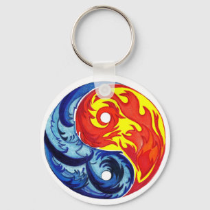 Fire and Ice Yin-Yang Keychain