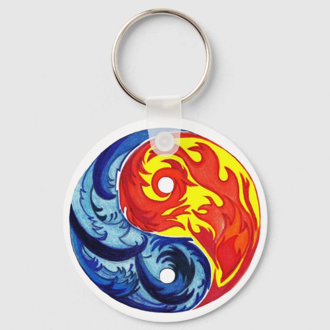 Fire and Ice Yin-Yang Keychain (Front)