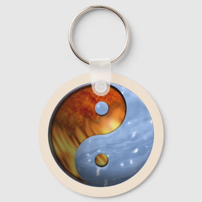 Fire and Ice Yin Yang Keychain (Front)