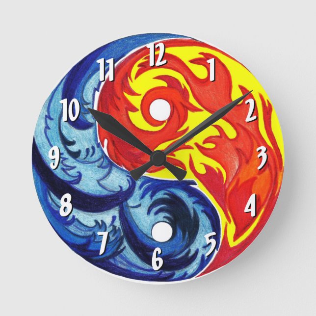 Fire and Ice Yin-Yang Wall Clock (Front)