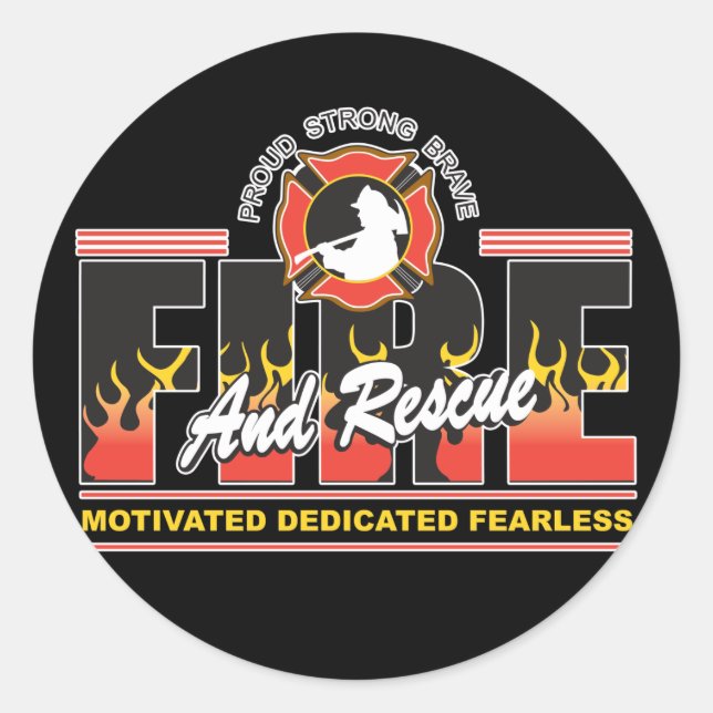 Fire and Rescue Classic Round Sticker (Front)