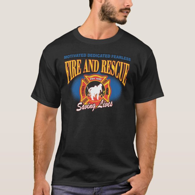 Fire and Rescue Saving Lives T-Shirt (Front)