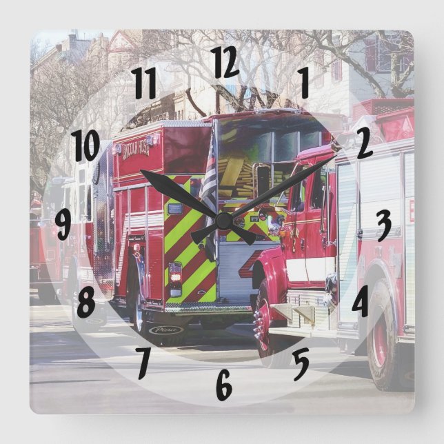 Fire and Rescue Square Wall Clock (Front)