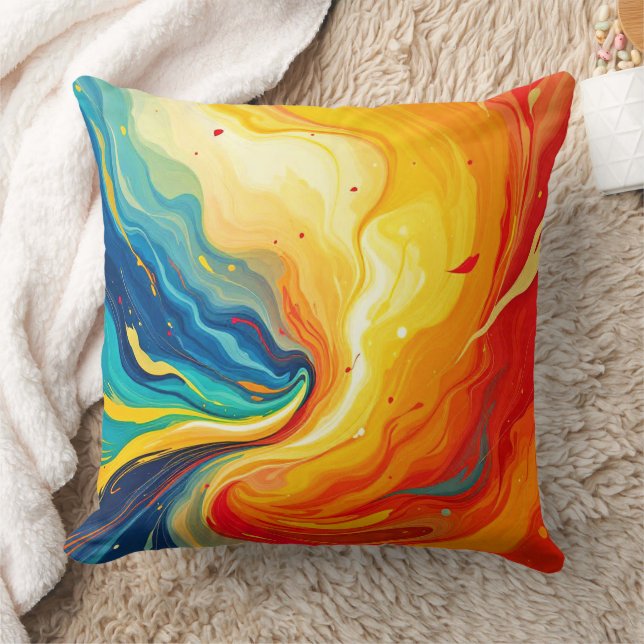 Fire and Water Abstract Throw Pillow (Blanket)