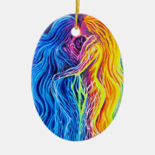 Fire and water ceramic ornament