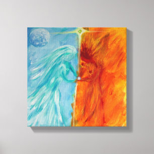 Fire and Water, Divine Masculine and Feminine Canvas Print