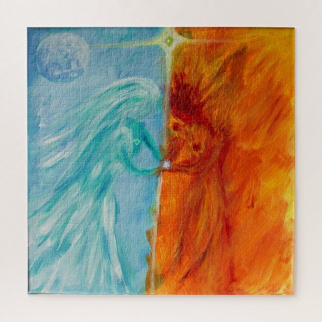 Fire and Water, Divine Masculine and Feminine Jigsaw Puzzle (Vertical)