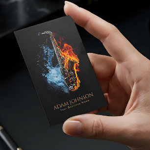 Fire and Water Luxury Musician Saxophone Business Card