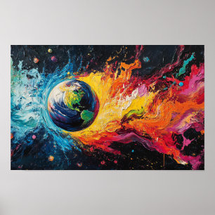Fire and Water Surround the Earth Poster