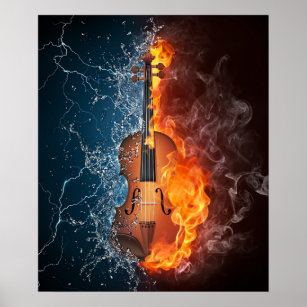 Fire and Water Violin Poster