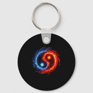 Fire And Water Yin Yang Symbol Balance Tai Chi Ene Keychain