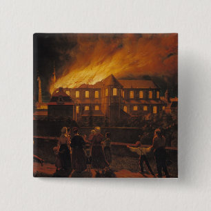 Fire at Cambrai Cathedral, 9th September 1859 2 Inch Square Button