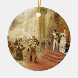 Fire at the Austrian Embassy (oil on canvas) Ceramic Ornament