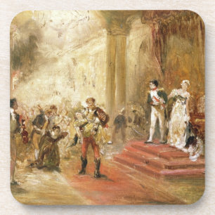 Fire at the Austrian Embassy (oil on canvas) Coaster