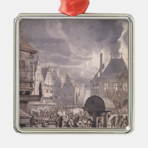 Fire at the Old Town Hall in Amsterdam Metal Ornament