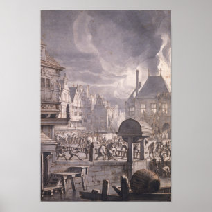 Fire at the Old Town Hall in Amsterdam Poster