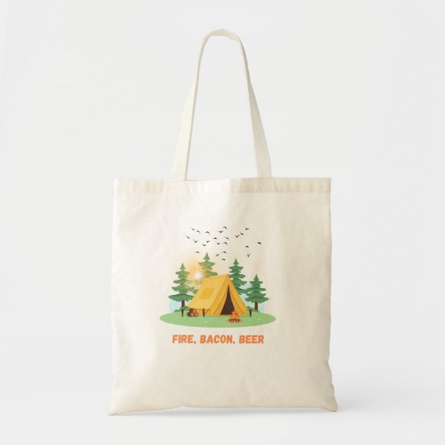 Fire. Bacon. Beer. – Camping Tote Bag (Front)