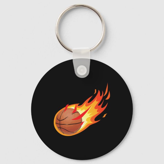 Fire Ball Basketball Shot Is Fire And Makes Games  Keychain (Front)