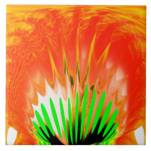 Fire ball decorative art tile