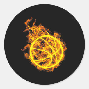 Fire Basketball Ball Flaming Basketball Player  Classic Round Sticker