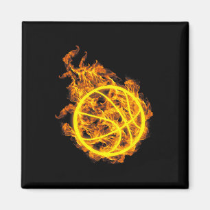 Fire Basketball Ball Flaming Basketball Player Magnet