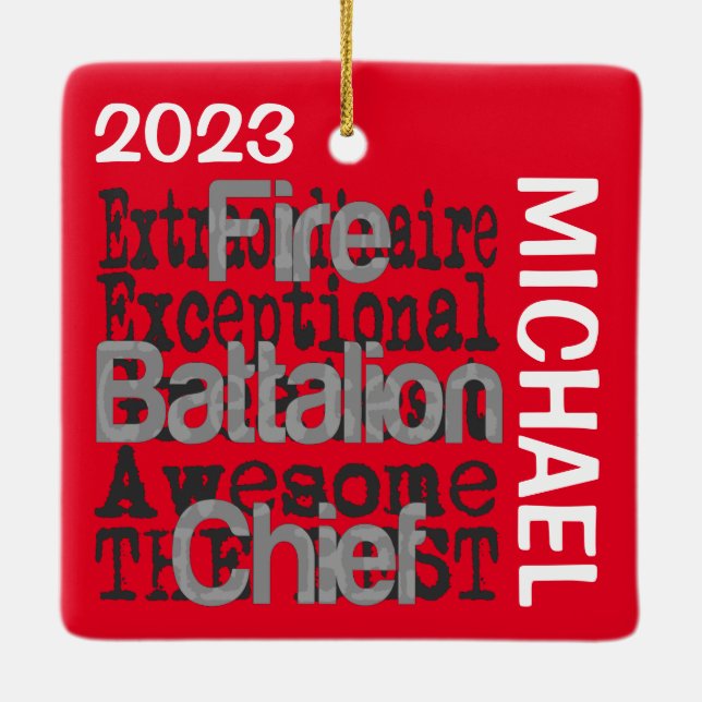Fire Battalion Chief Extraordinaire CUSTOM Ceramic Ornament (Back)