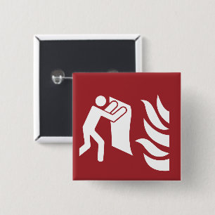 Fire Blanket Safety Sign 2 Inch Square Button