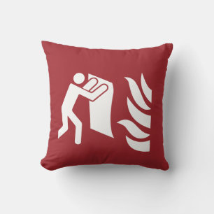 Fire Blanket Safety Sign Throw Pillow