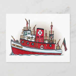 Fire Boat Postcard