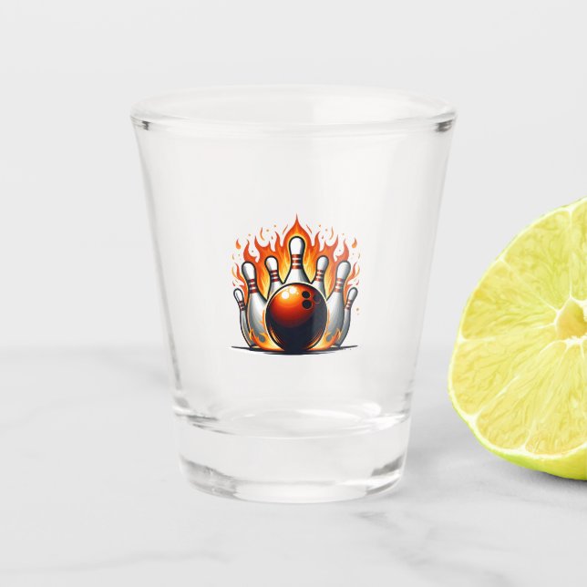 Fire Bowling Shot Glass (Front)