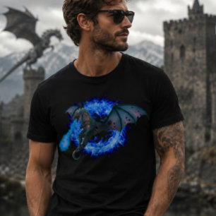 Fire Breathing Blue Flame Dragon T-Shirt