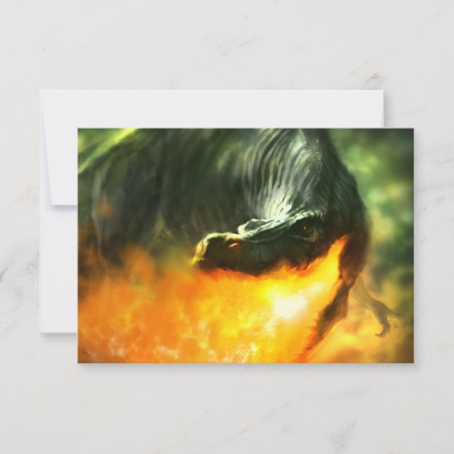 Fire-Breathing Dinosaur or Dragon by Michael Maher Invitation (Front)
