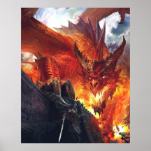 Fire Breathing Dragon Fantasy Poster