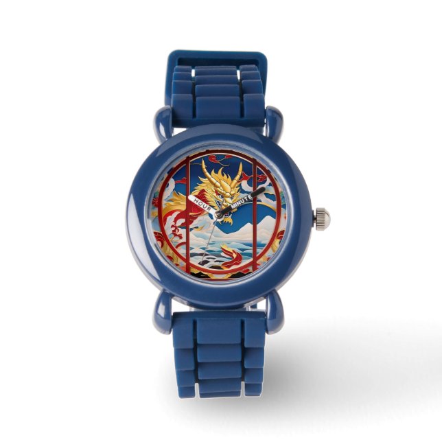 Fire breathing dragon Gold And Red Watch (Front)