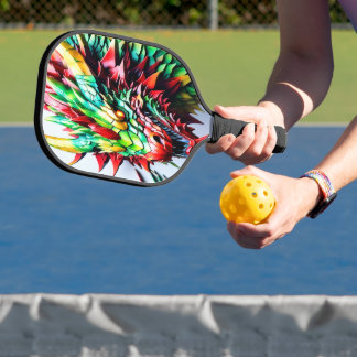Fire breathing dragon Green And Red Pickleball Paddle