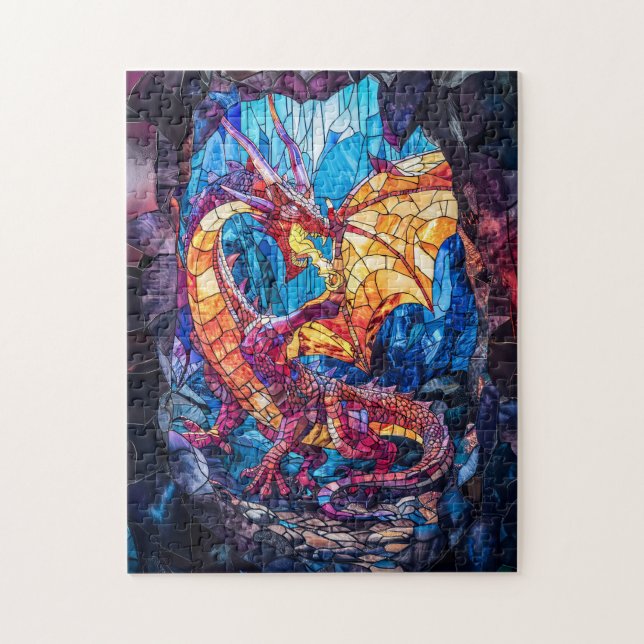 Fire-Breathing Dragon in Cave Jigsaw Puzzle (Vertical)