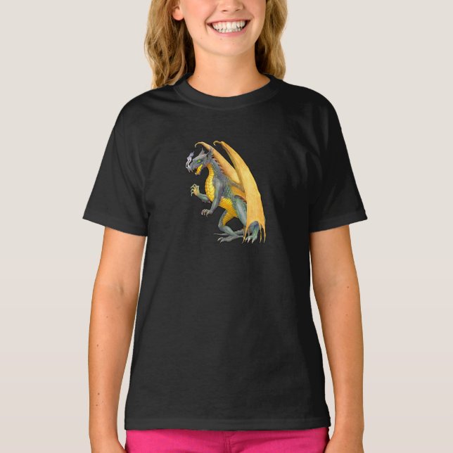 Fire Breathing Dragon  Kids Dark T-Shirt (Front)