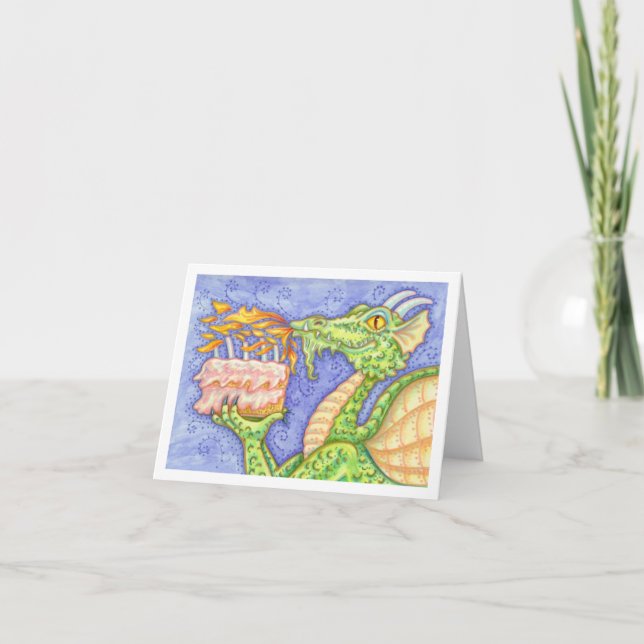 FIRE BREATHING DRAGON LIGHTING BIRTHDAY CANDLES CARD (Front)
