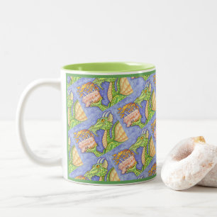 FIRE BREATHING DRAGON LIGHTING BIRTHDAY CANDLES Two-Tone COFFEE MUG