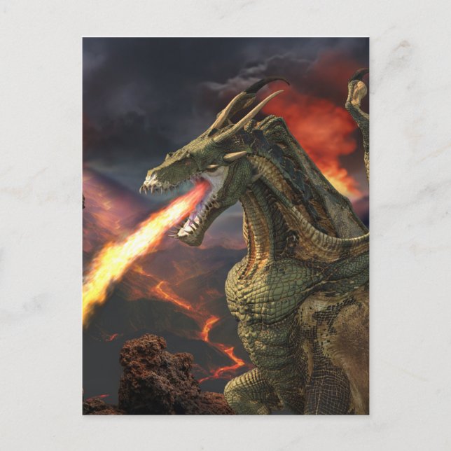 Fire Breathing Dragon Magical Fantasy Postcard (Front)