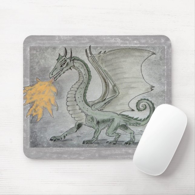 Fire Breathing Dragon Mouse Pad (With Mouse)