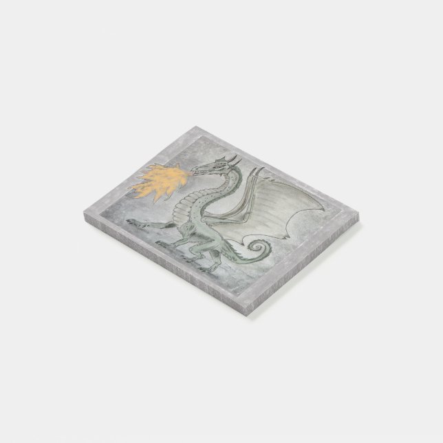 Fire Breathing Dragon Post-it Notes (Angled)