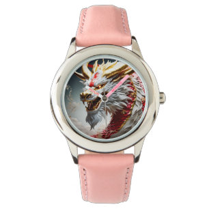 Fire breathing dragon red and gold scales watch