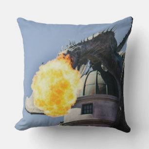 Fire Breathing Dragon Statue Throw Pillow