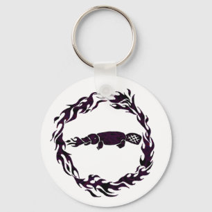 Fire Breathing Platypus Flames Button Keychain