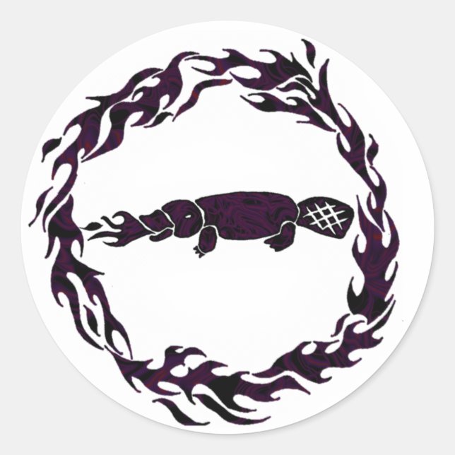 Fire Breathing Platypus Flames Ring Stickers (Front)