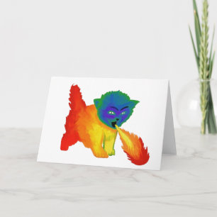 Fire Breathing Rainbow Kitten Carte de voeux