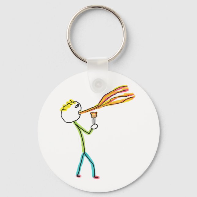 Fire Breathing Stickman Keychain (Front)