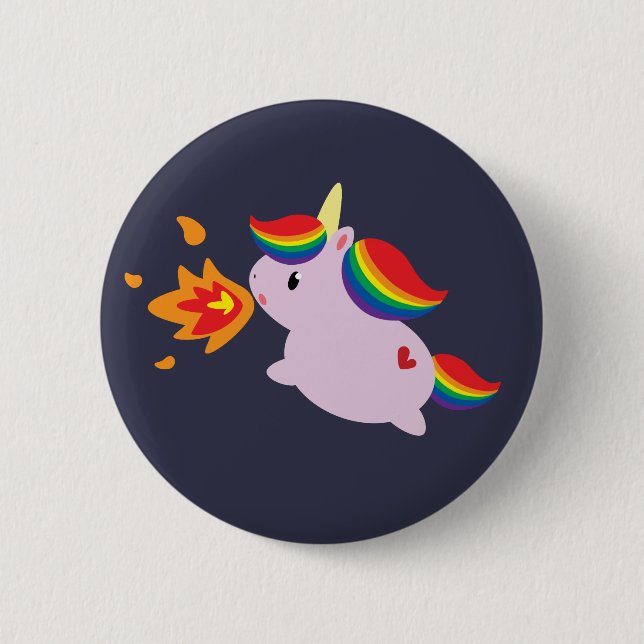 Fire-Breathing Unicorn 2 Inch Round Button (Front)