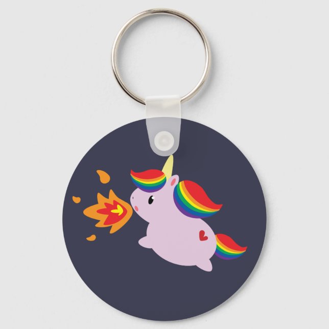 Fire-Breathing Unicorn Keychain (Front)